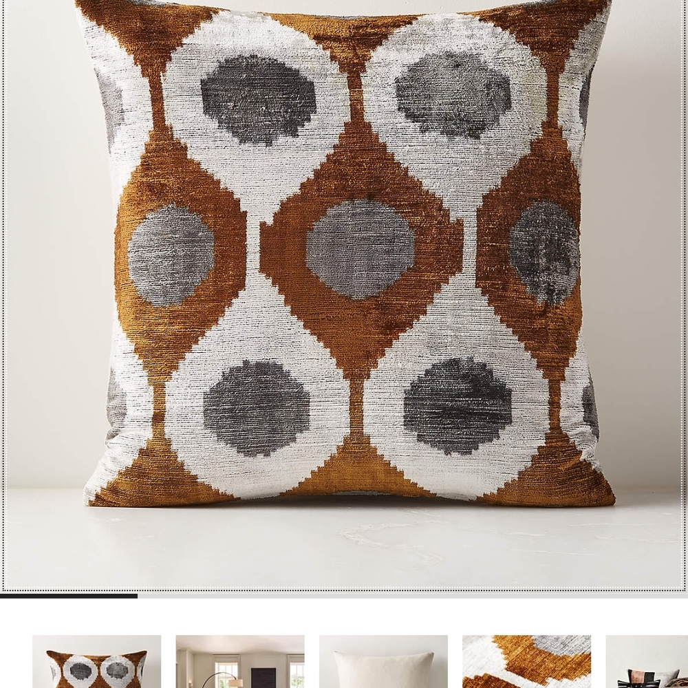 Set of CB2 Silver and Brown Geometric Accent Pillows